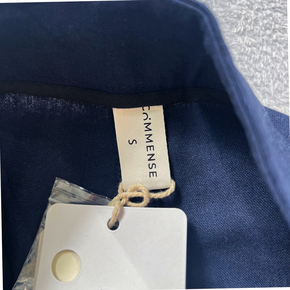 Commense Linen Blend Shorts S Small Navy Blue Pleated High Waisted High Rise New - Picture 4 of 9